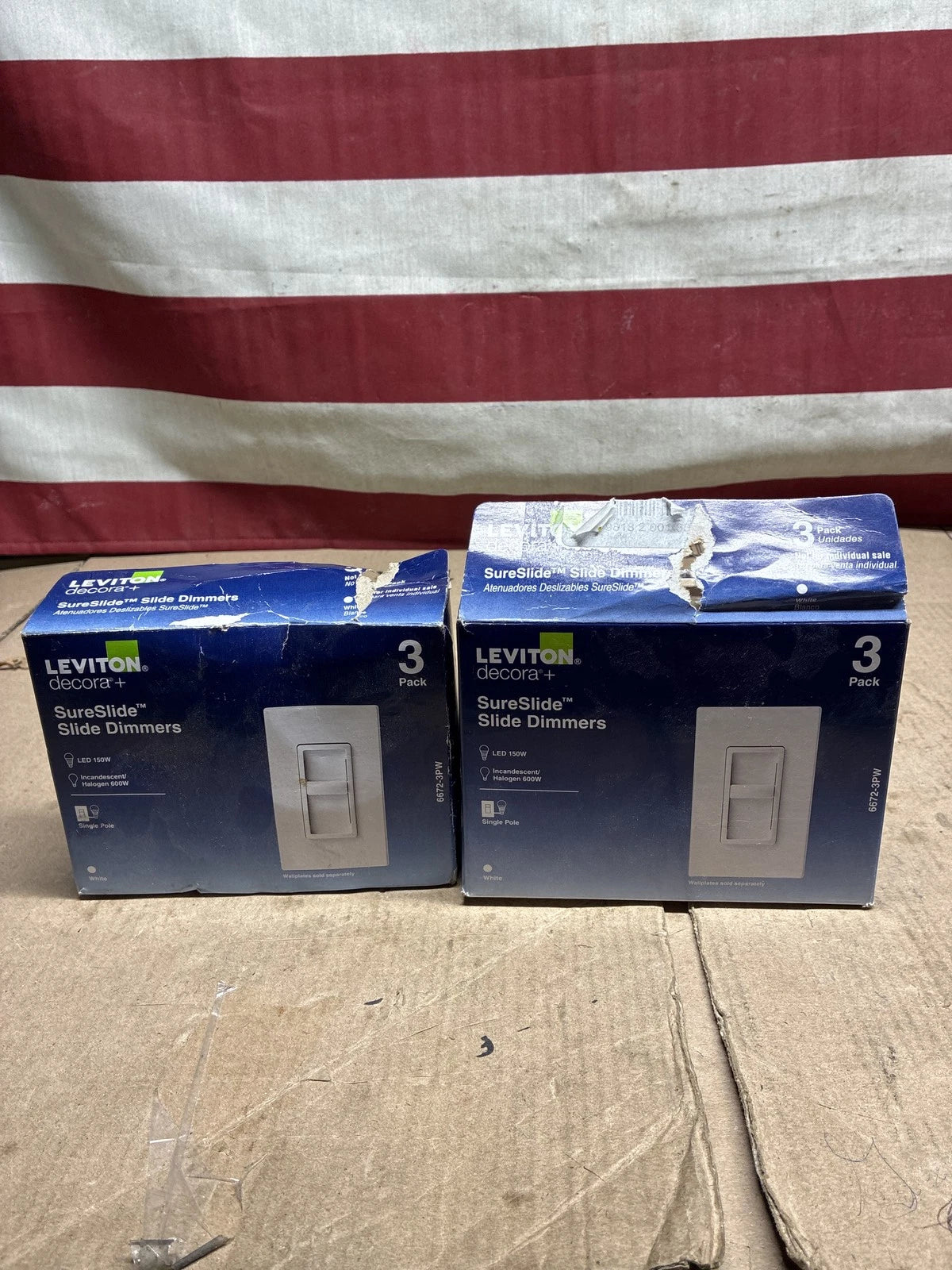 (2X) 3PK LEVITON 06672-3PW DECOR SURESLIDE LED/CFL SLIDE-TO-OFF DIMMER WHITE