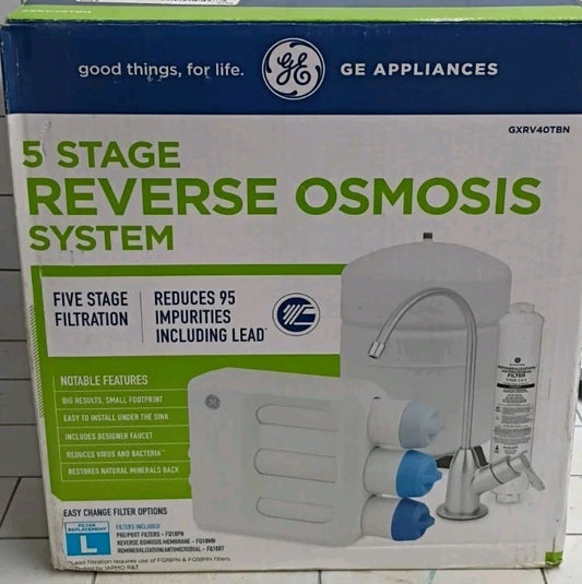 GE Under Sink 5-Stage Reverse Osmosis Water Filtration System GXRV40TBN Open Box