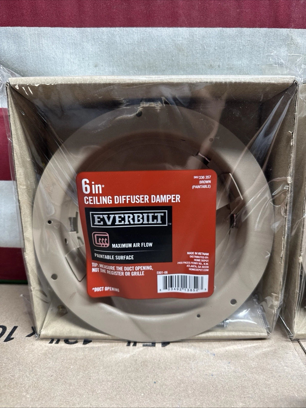 6PK Everbilt 6-Inch Steel Round Diffuser Damper Brown Adjustable Airflow Control