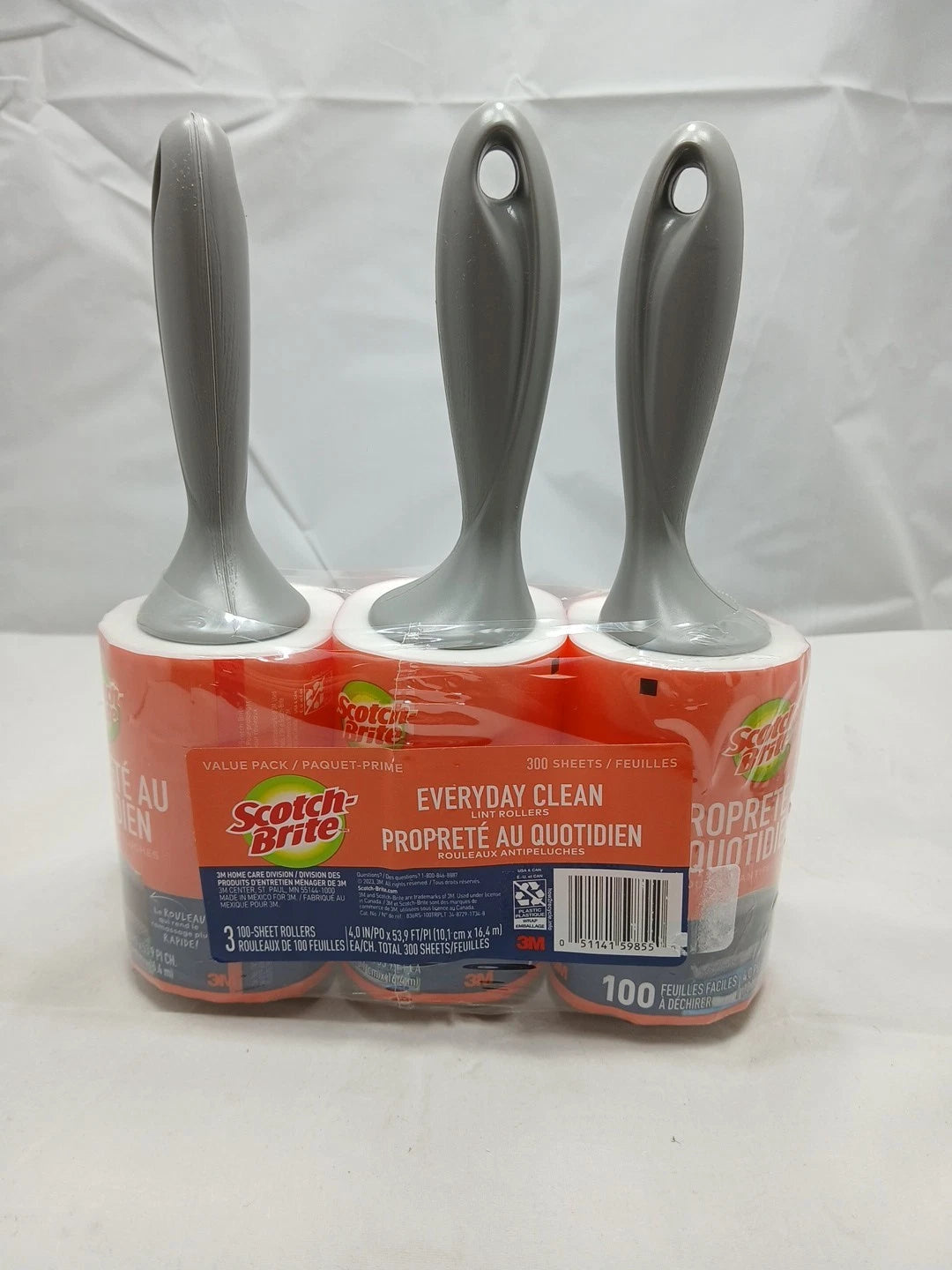 (3pack) Scotch Brite Everyday Clean Lint Roller -, White, 300 Sheets