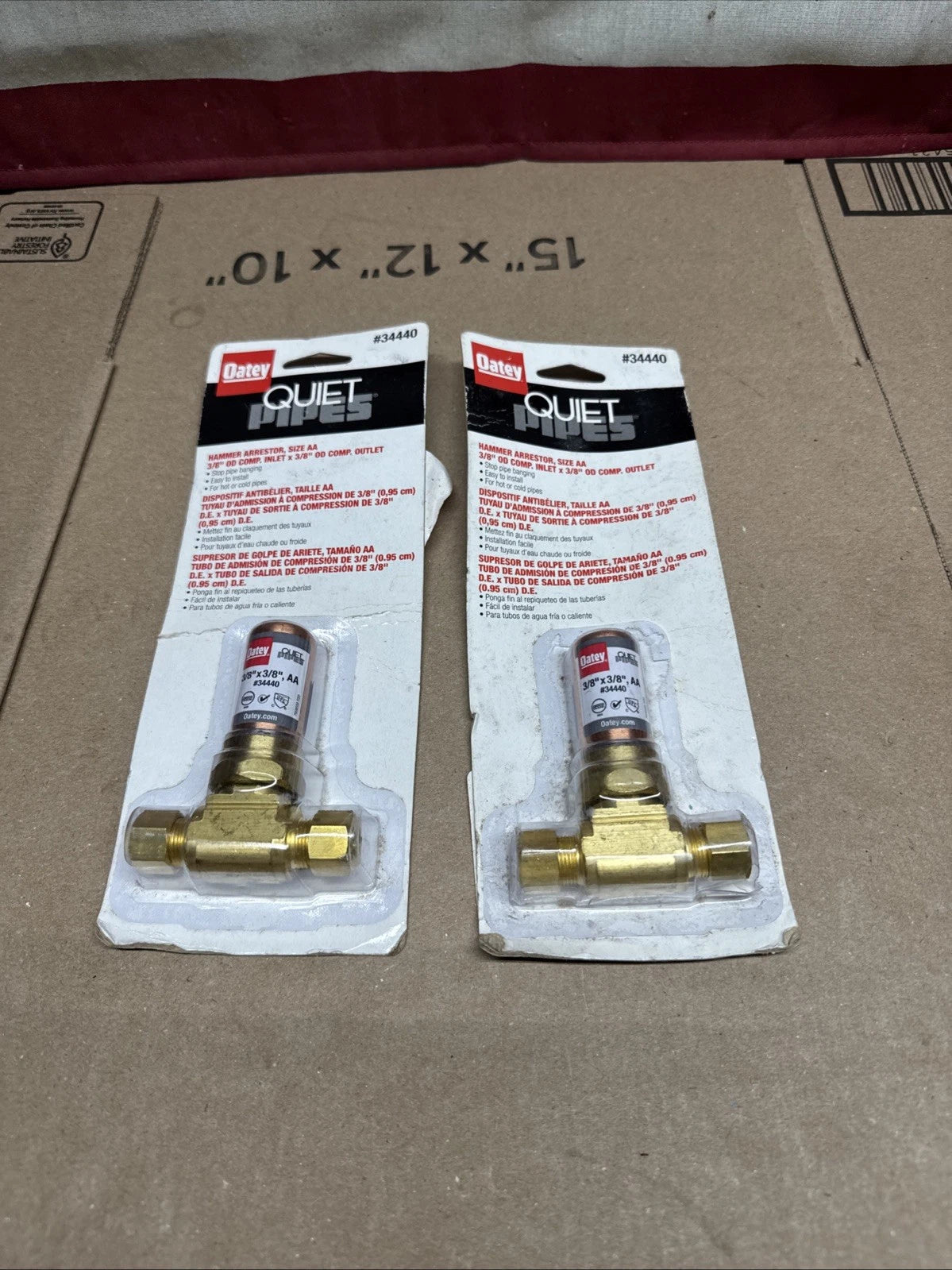 2pack Oatey Quiet Pipes Compression Tee AA Hammer Arrestor 3/8" OD 34440