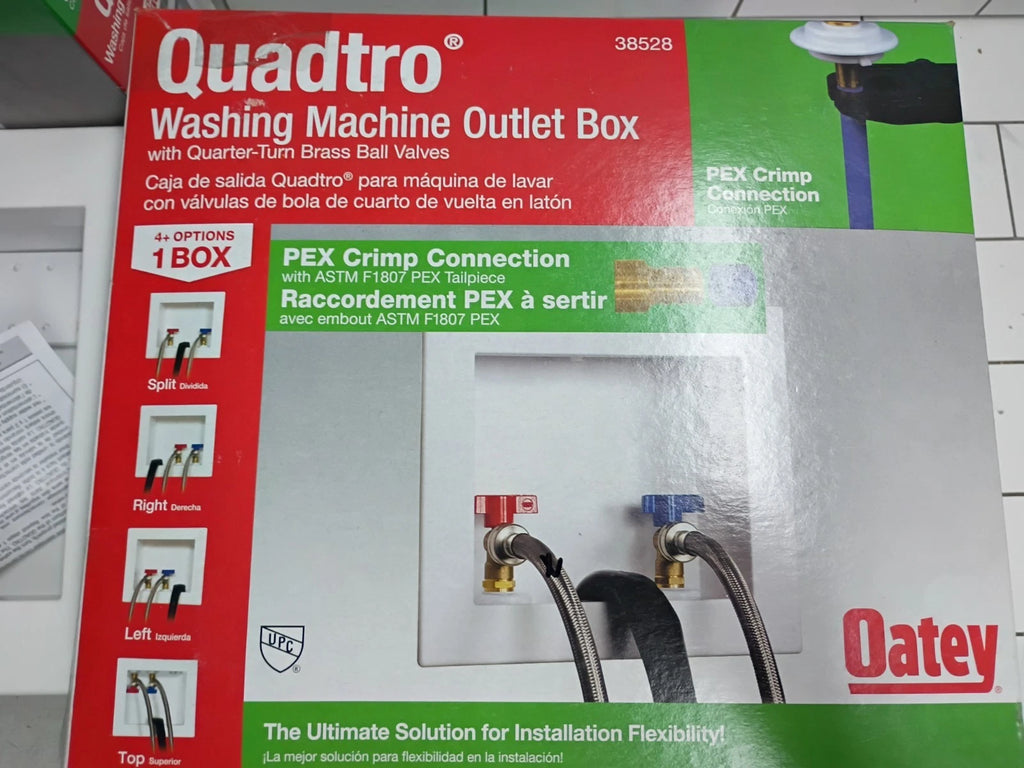 (2 Pack) Oatey Quadtro 38528 Washing Machine Outlet Box With PEX Crimp Valves OB