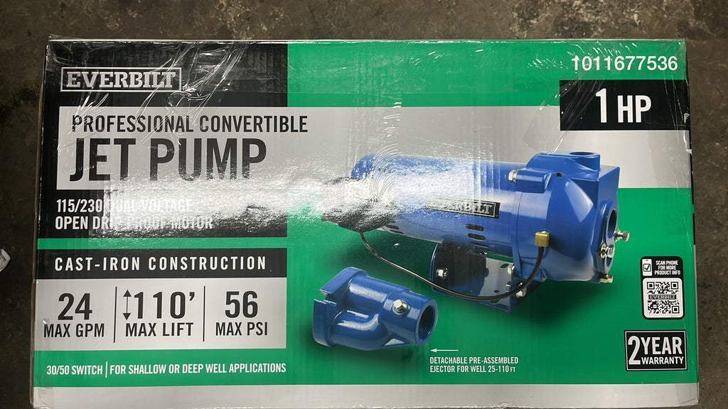 Everbilt HDCWJ10 1HP 115/230v Professional Convertible Jet Pump NEW OPEN BOX