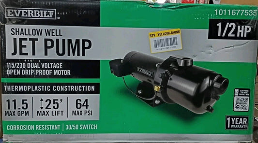 Everbilt HDSWJ5P 1/2 HP Plastic Shallow Well Jet Pump Used