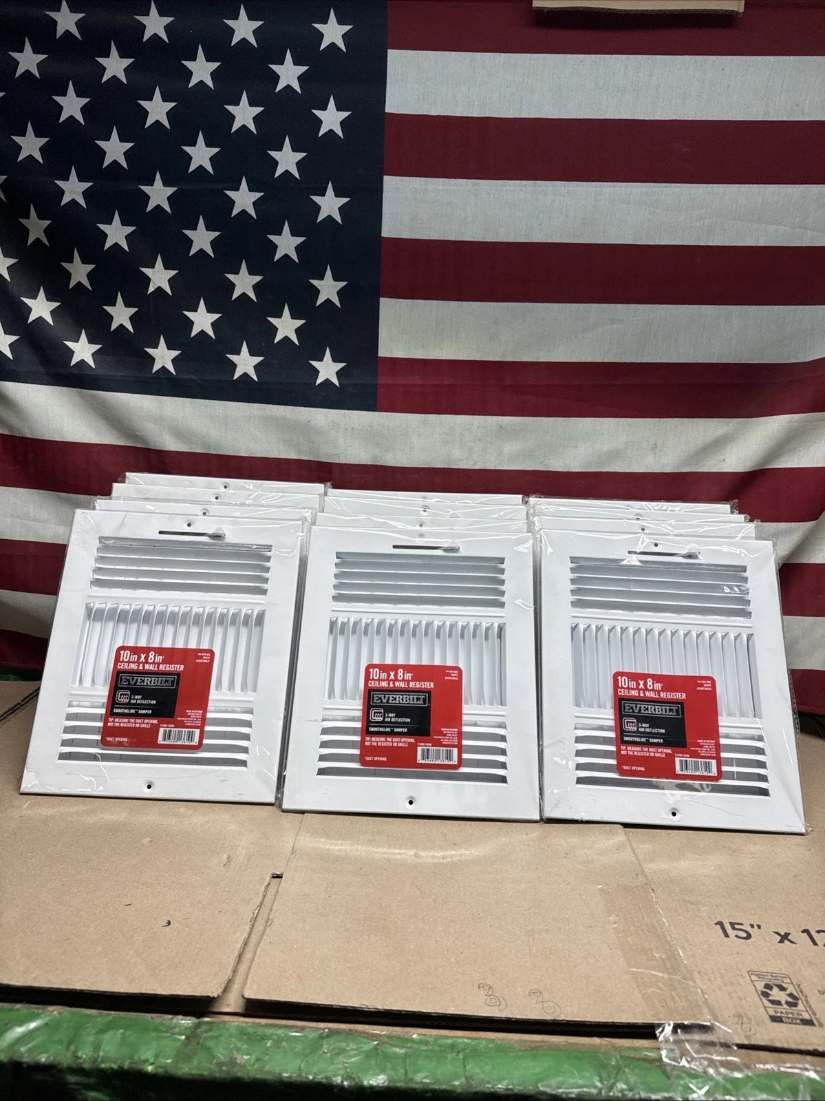 12PK Everbilt 10" X 8" Ceiling Wall Register White 3-Way Air Deflection Smooth..
