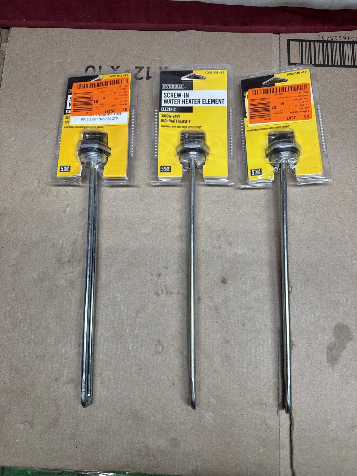 3 Pk Everbilt HWD Water Heater Element 3800W 240V EBSE-3800-240