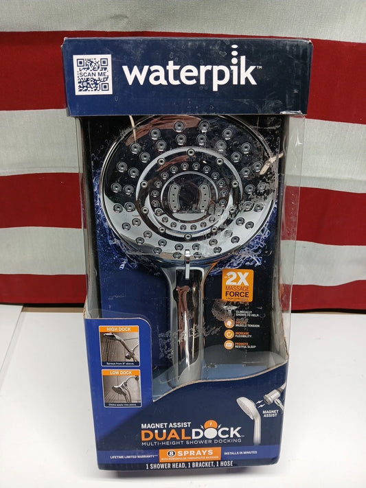 Waterpik 8-Spray Magnet DualDock Multi-Height Handheld Shower Head in Chrome