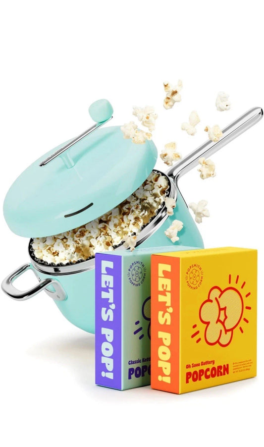 Mint Stovetop Popcorn Machine - 6 Quart, 10 Popcorn Kits