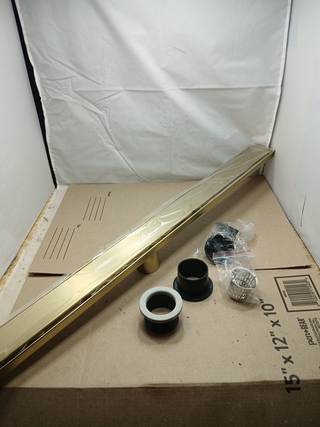 RAINLEX 36 in Stainless Steel Linear Shower Drain Tile-in Cover Brushed Gold