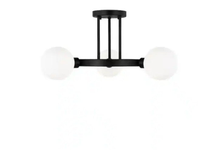 Visual Comfort Clybourn 3-Light Midnight Black Semi-Flush Mount 7761603-112 OB