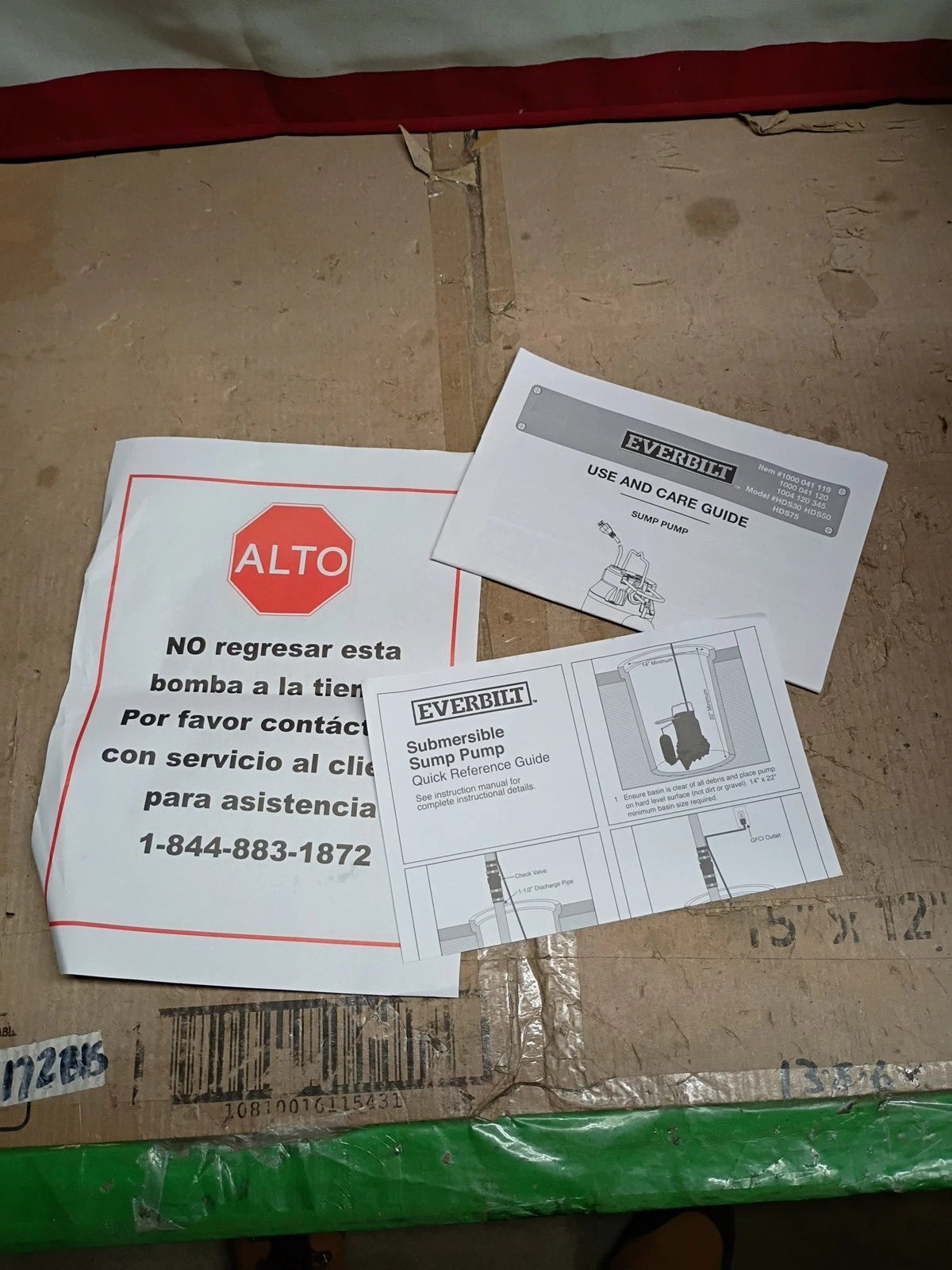 Everbilt 1000041119 1/3 HP Cast Iron Submersible Sump Pump New Open Box