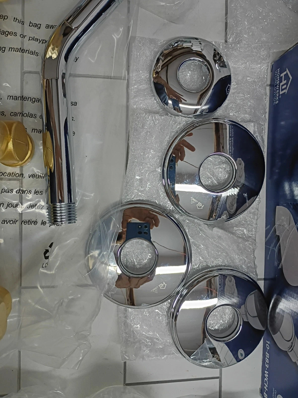 10-B83-WCH-B Chrome Finish Three-Handle Tub and Shower Faucet Set New Open Box
