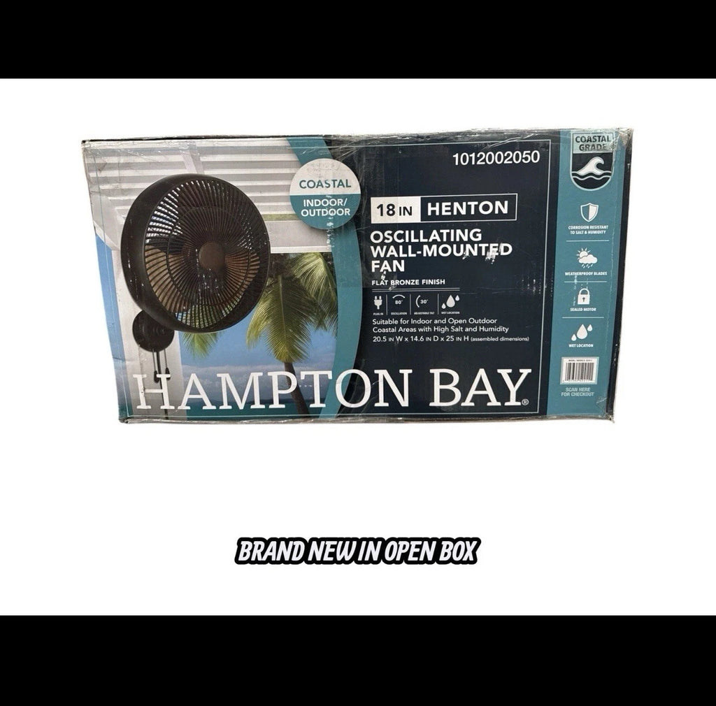 Hampton Bay 18 in. 3 Speed Oscillating High Velocity Flat Bronze Wall Mount Fan