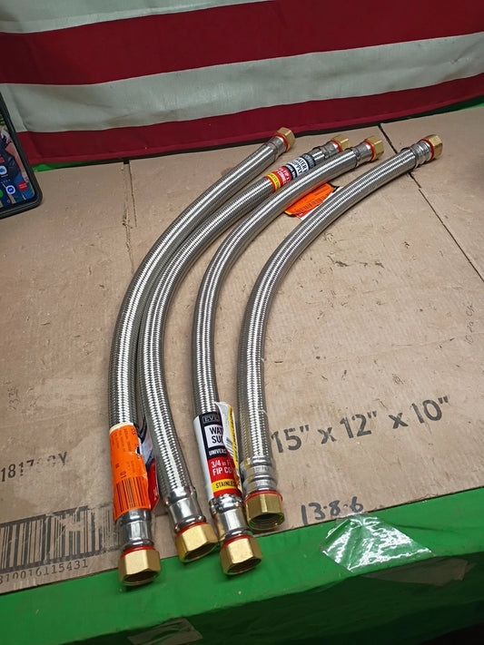 4pk 3/4 in. FIP x 3/4 in. FIP x 24 in. Stainless Steel Water Heater Supply Line