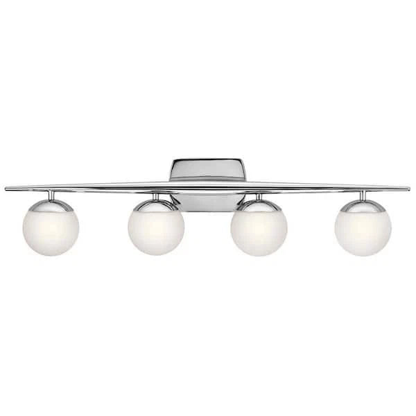 KICHLER Jasper 32.25 in. 4-Light Chrome Mid-Century Modern Bathroom