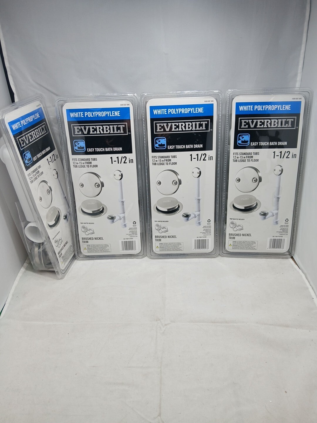 LOT OF 4 Everbilt Trip Lever 1-1/2 in Brushed Nickel Trim White PolyPropylene