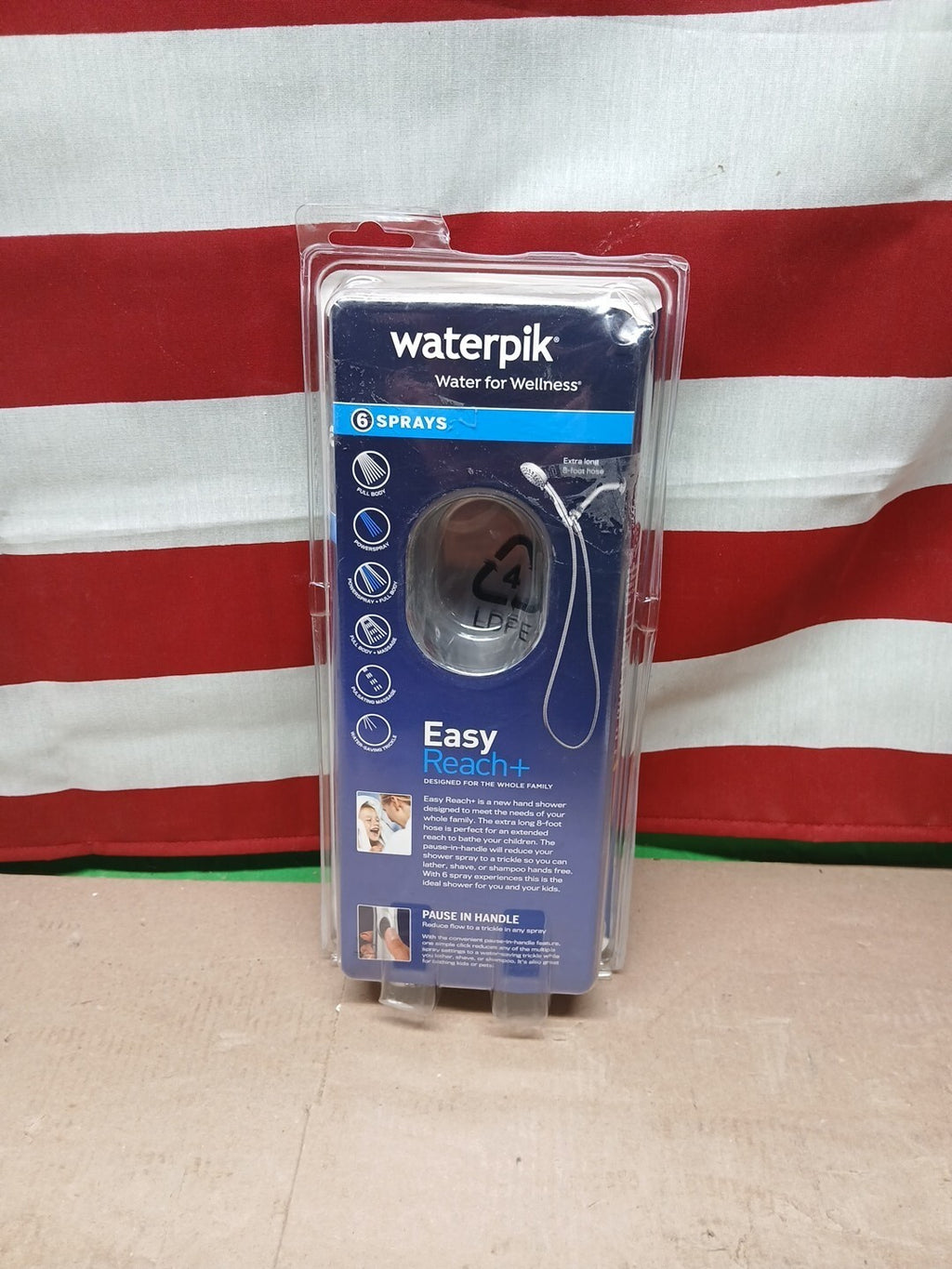 Waterpik 6-Spray 4.8 in. Wall Mount Handheld Adjustable Shower Head. Chrome..