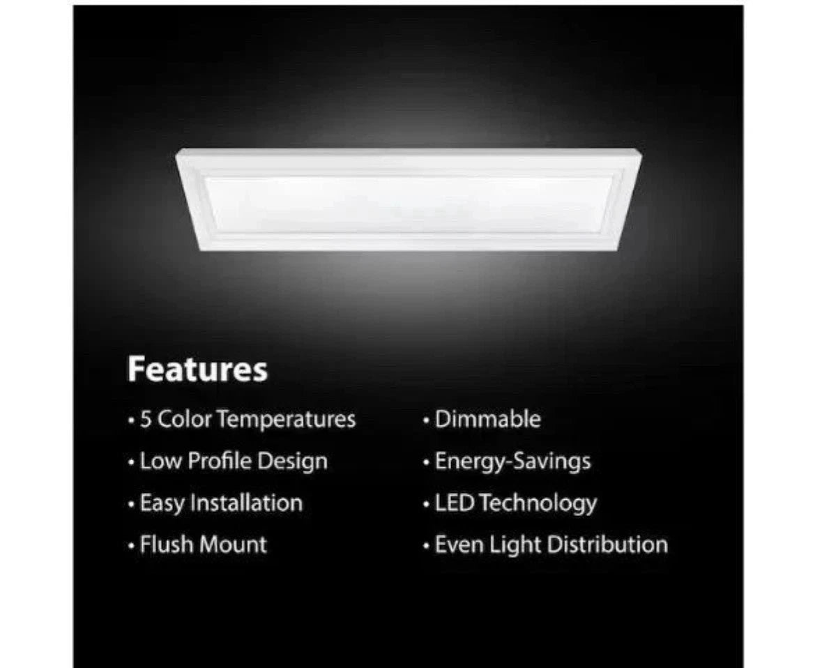 Commercial Electric 6in x 2ft LED Flat Panel Flush Mount Ceiling Fixture 950LM