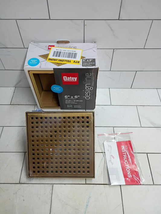 Oatey 6 in. x 6 in. Square Drain Shower Grate in Brushed Gold Square New OB