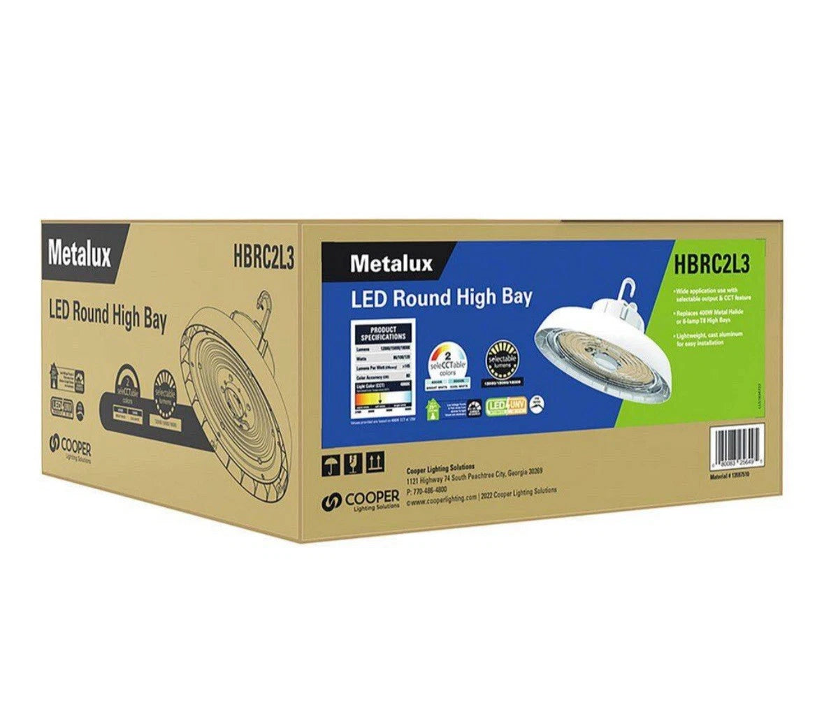 Metalux 13 in. Round 400-watt Equivalent Integrated LED White High Bay Light
