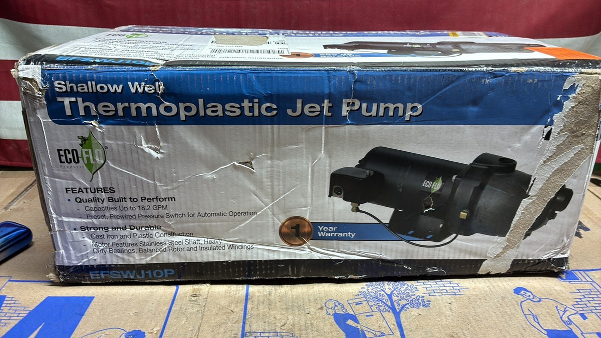 Eco Flo EFSWJ10P 1 HP Plastic Cast Iron Shallow Well Jet Pump 12A 115/230V
