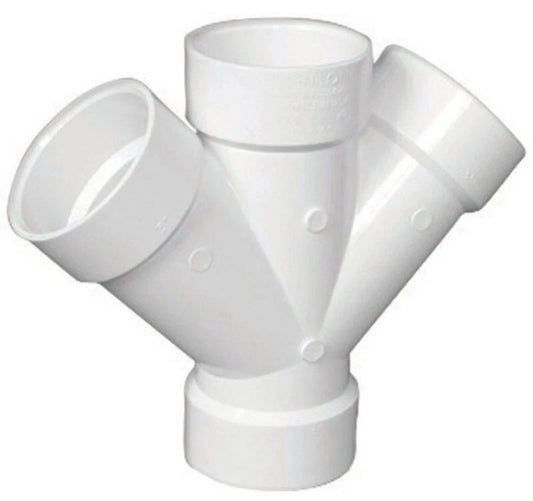 Charlotte Pipe Schedule 40 2 in. Hub T X 2 in. D Hub PVC Double Wye