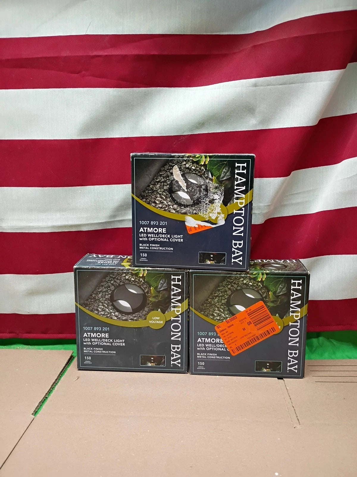 3 PK Hampton Bay Atmore Low Volt Black LED 150 Lumens Outdoor Well/Deck Light