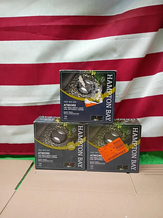 3 PK Hampton Bay Atmore Low Volt Black LED 150 Lumens Outdoor Well/Deck Light
