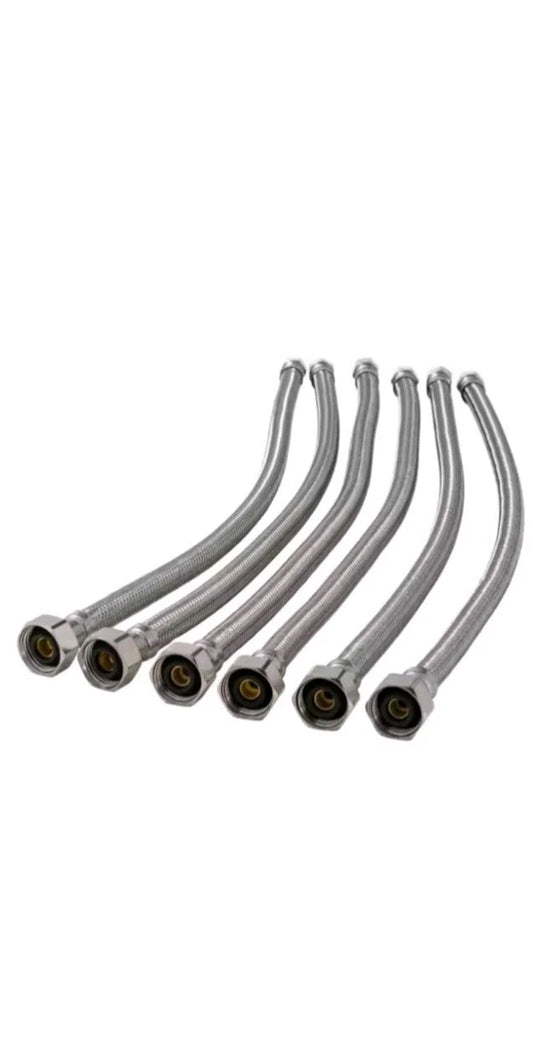 6PK Braided Stainless Steel Faucet Supply Lines 3/8 x 1/2 x 20inch