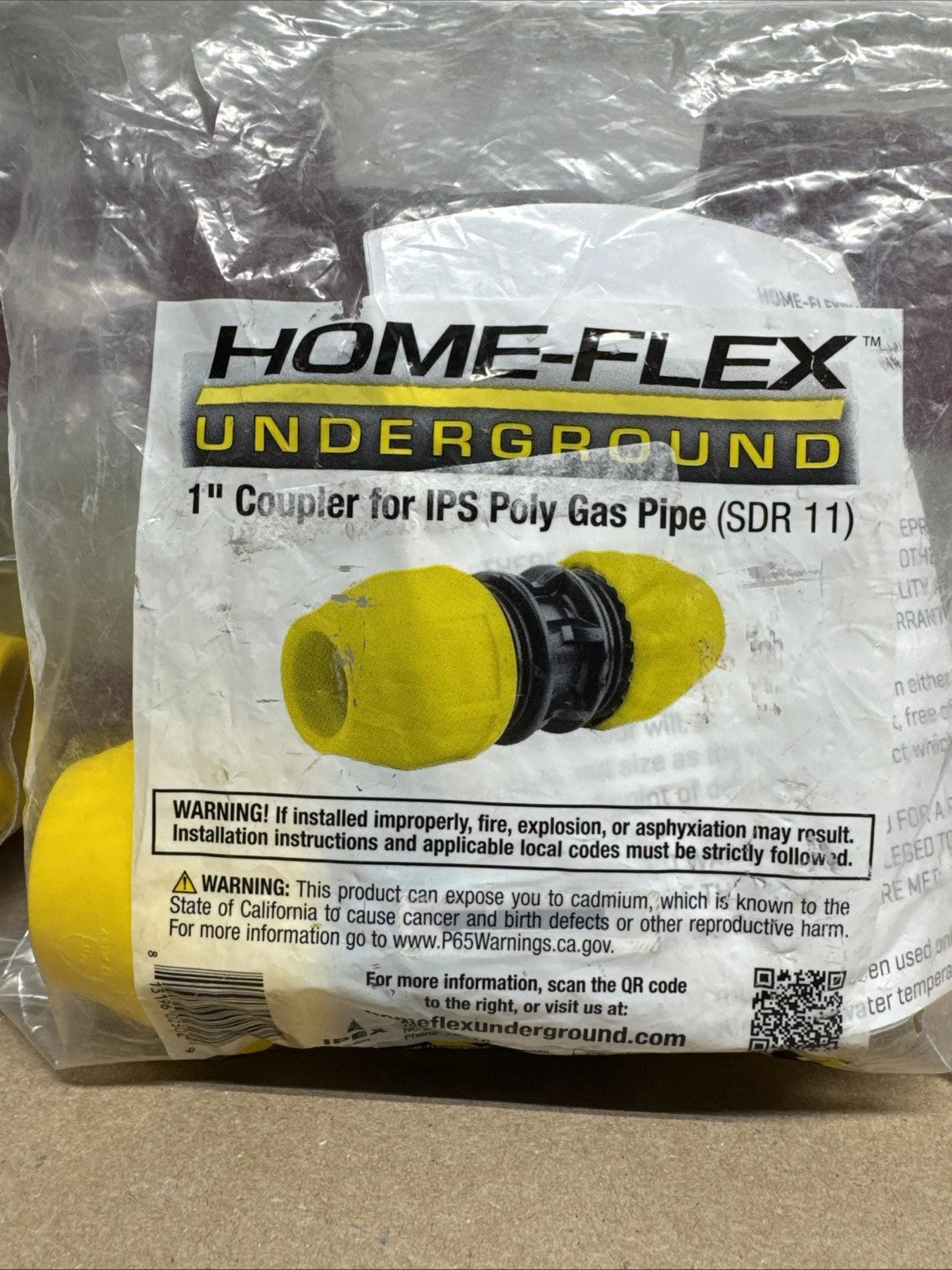 2PK HOME-FLEX Underground 1 Inch IPS SDR 11 Yellow Poly Gas Pipe Coupler