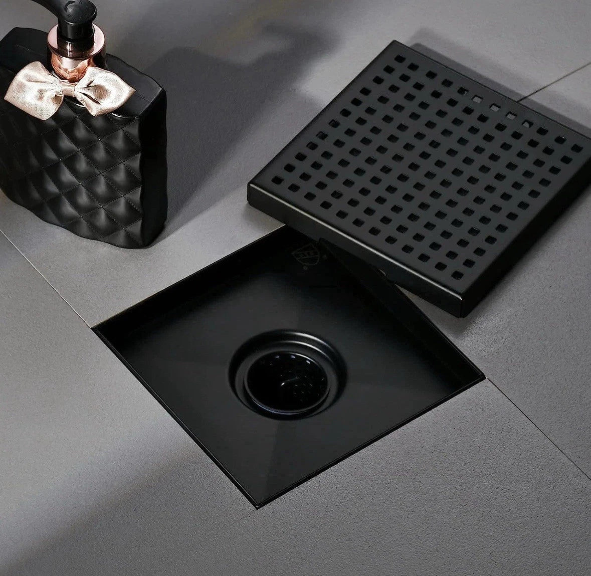 Shower Floor Drain with Flange,Quadrato Pattern Grate Removable 6 Inch Square...