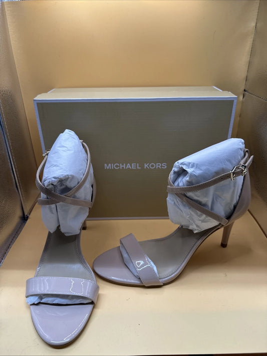 Michael Kors Size 7M Ava Patent Leather Crisscross Ankle Strap Stiletto Sandals