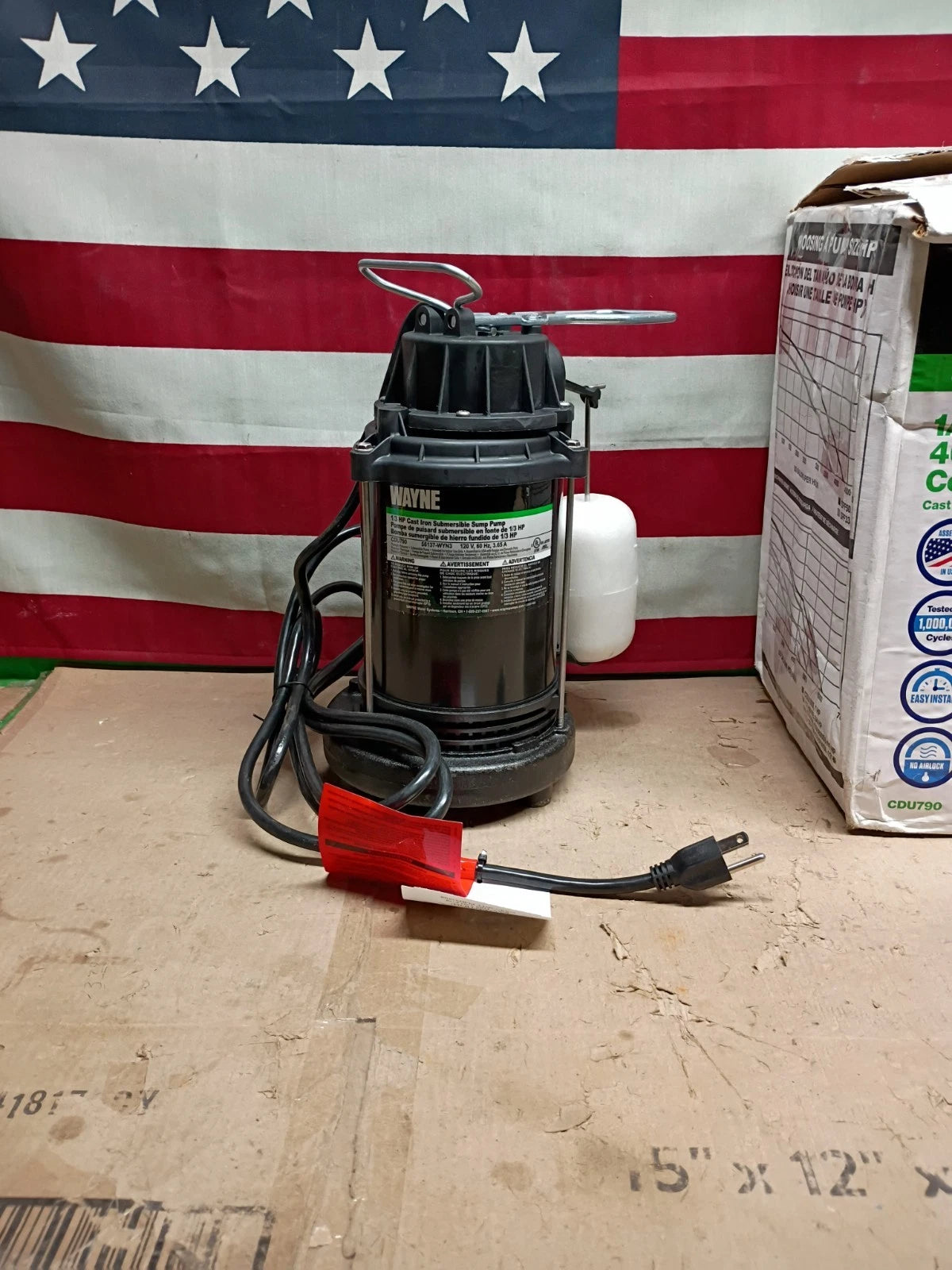 Wayne CDU790 1/3HP Submersible Sump Pump 4600 GPH Indoor Use Durable Design