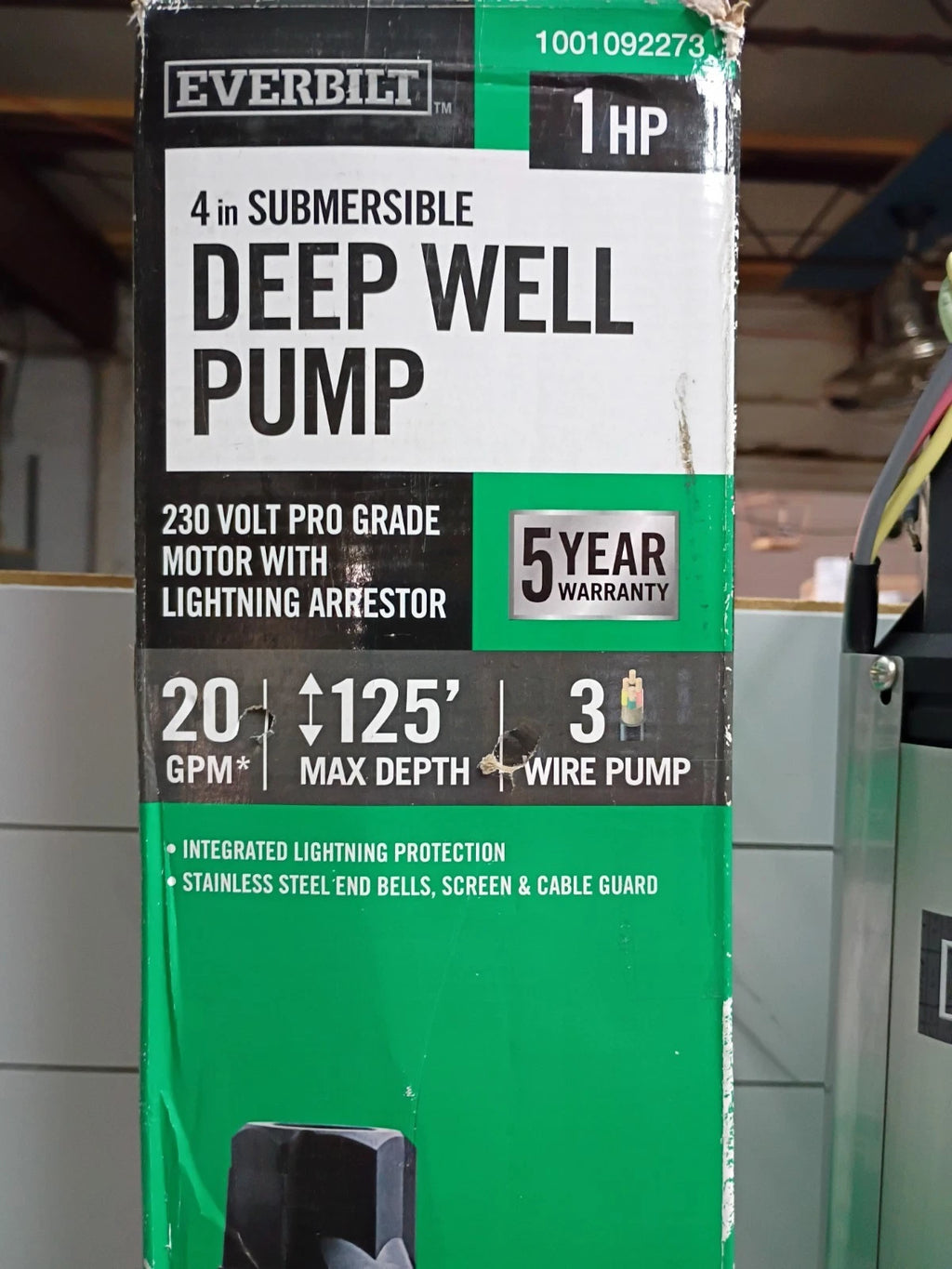 Everbilt 1HP Submersible 3-Wire 20GPM Deep Well Pump HDSUB10-203 NEW OPEN BOX