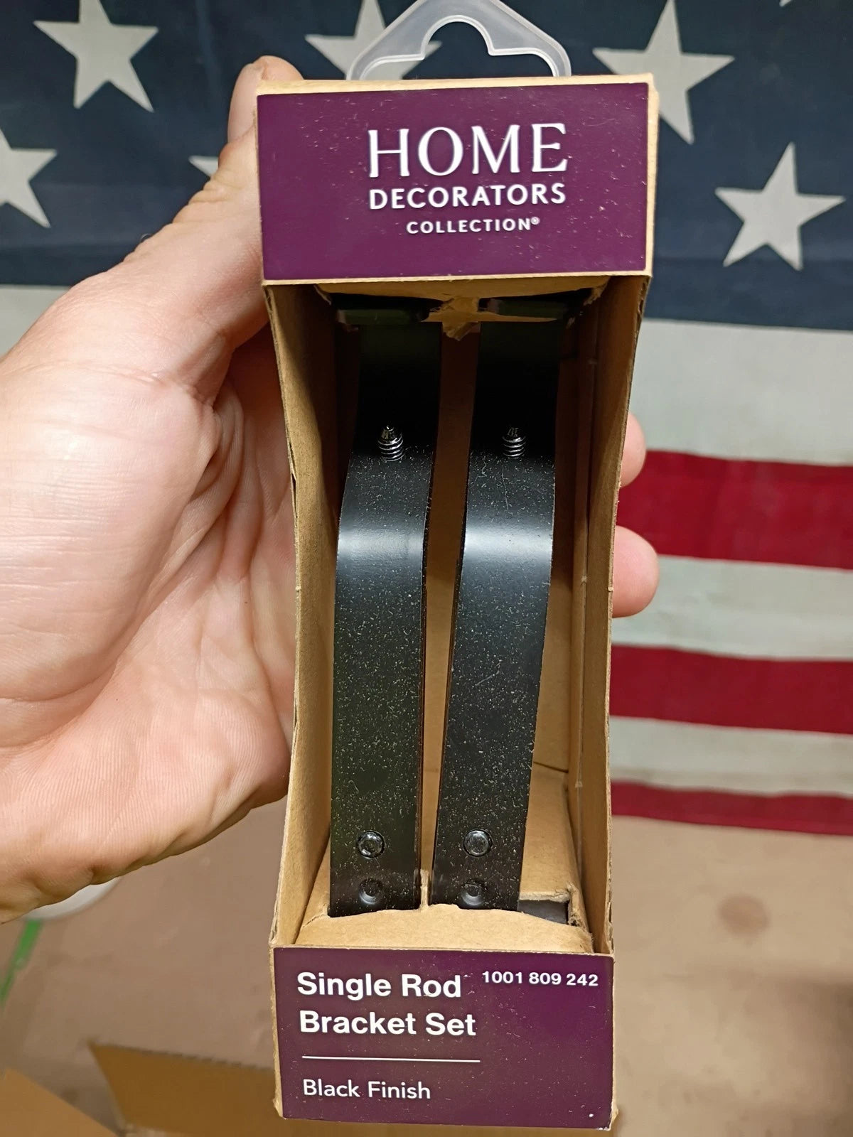 4Pk Home Decorators Collection Single Rod Bracket Set in Black FinishU-BK885059F