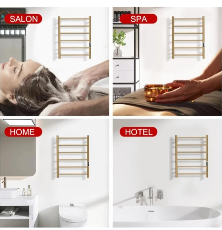 Heated Towel Racks Brushed Gold Wall Mounted Electric Towel Warmer Racks OB