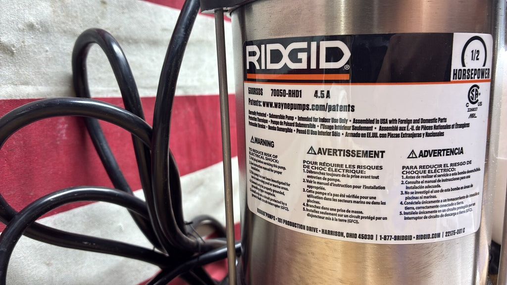 RIDGID 500RSDS 1/2 HP Stainless Steel Dual Suction Submersible Sump Pump