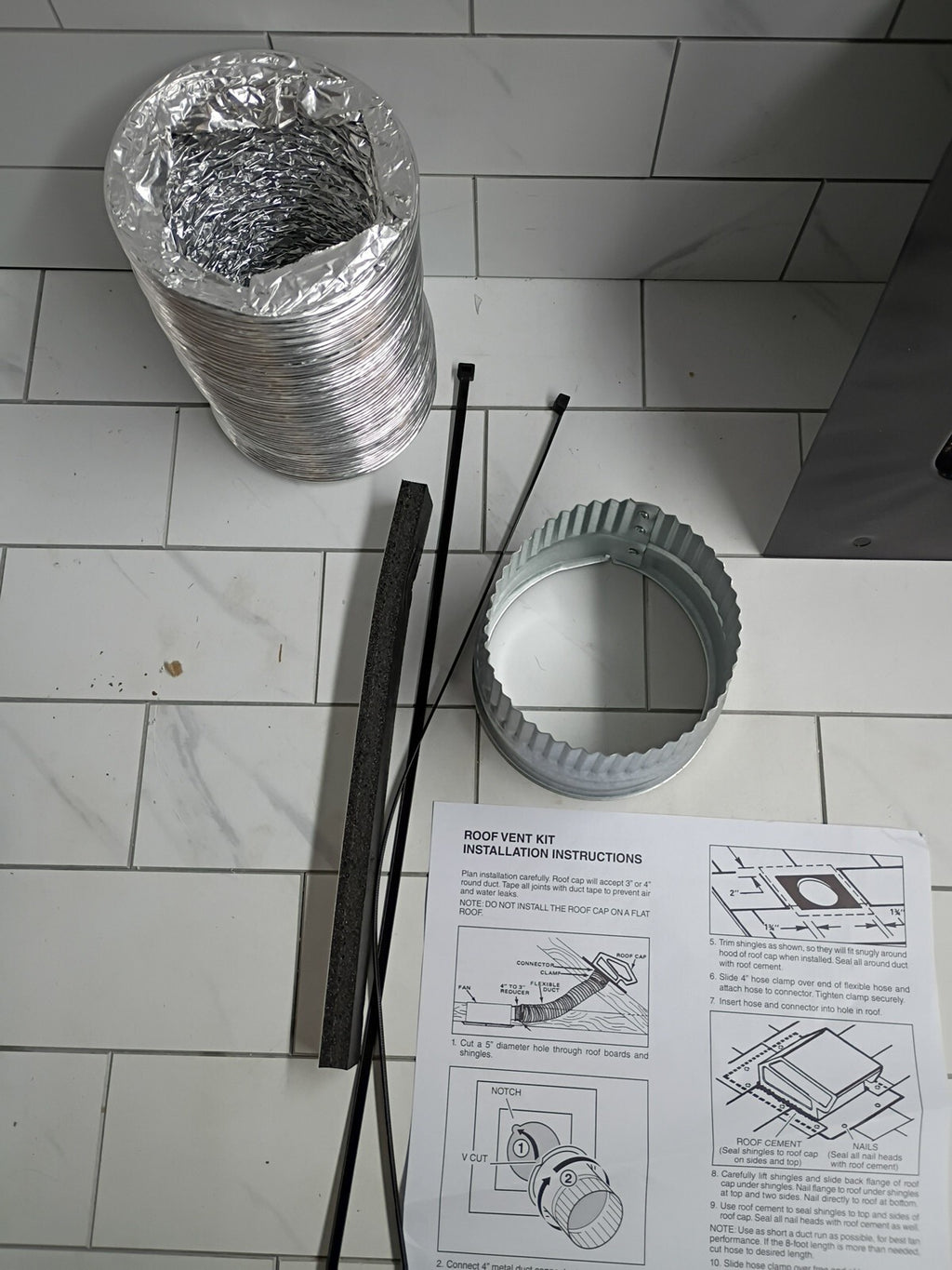 Broan Nutone RVK1A Roof Ducting Kit 3" x 4" Duct Black 8ft Conduit L, New OB