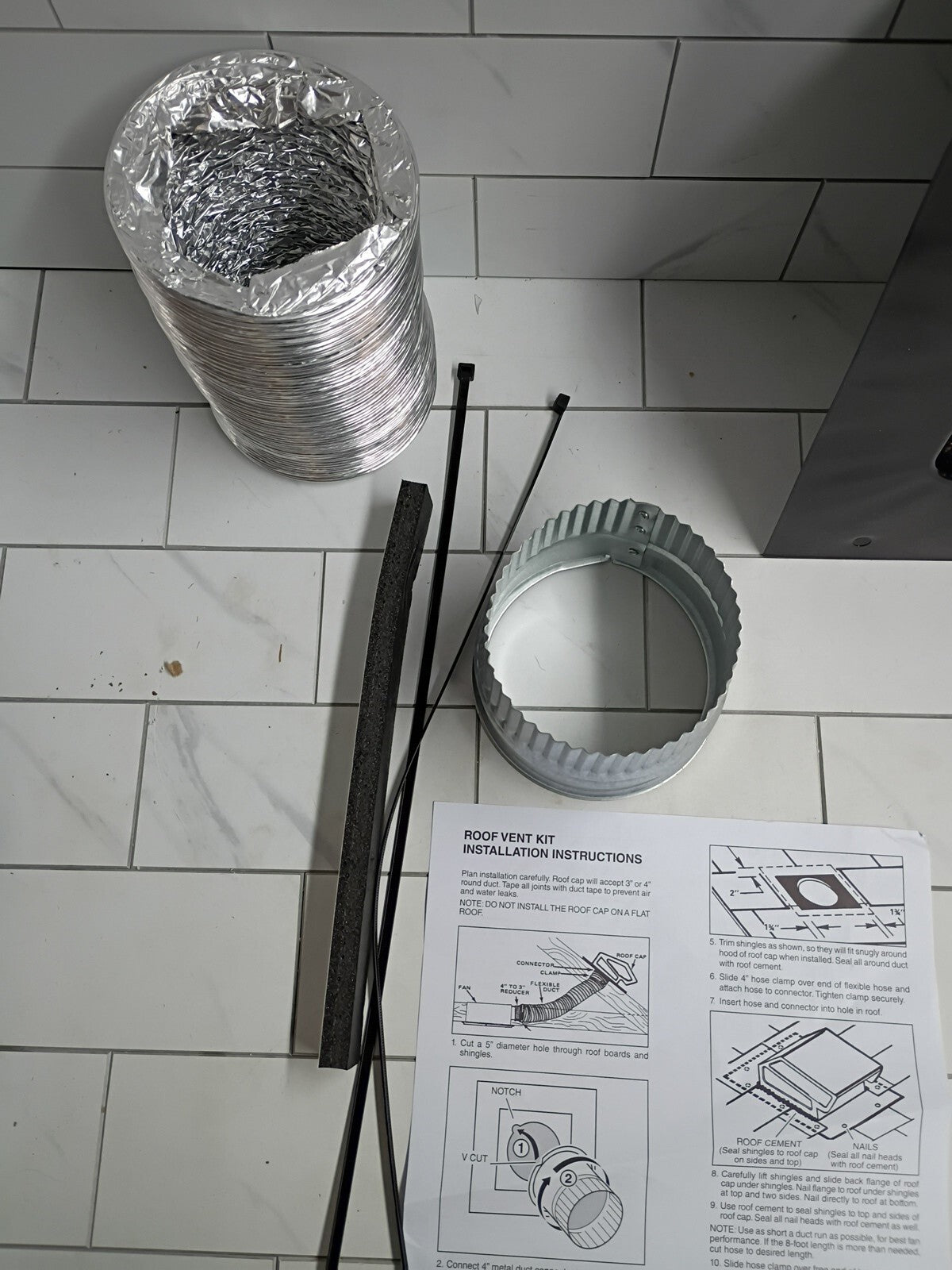Broan Nutone RVK1A Roof Ducting Kit 3" x 4" Duct Black 8ft Conduit L, New OB