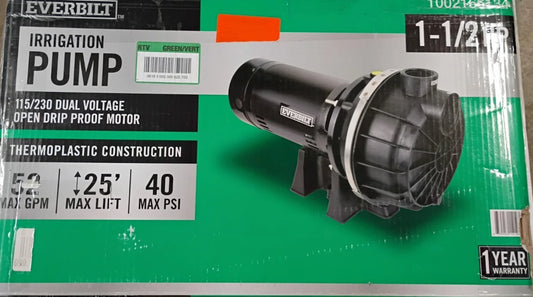 Everbilt HDLS15P, Lawn Irrigation Pump Plastic 1-1/2HP 52-GPM, Open Box,