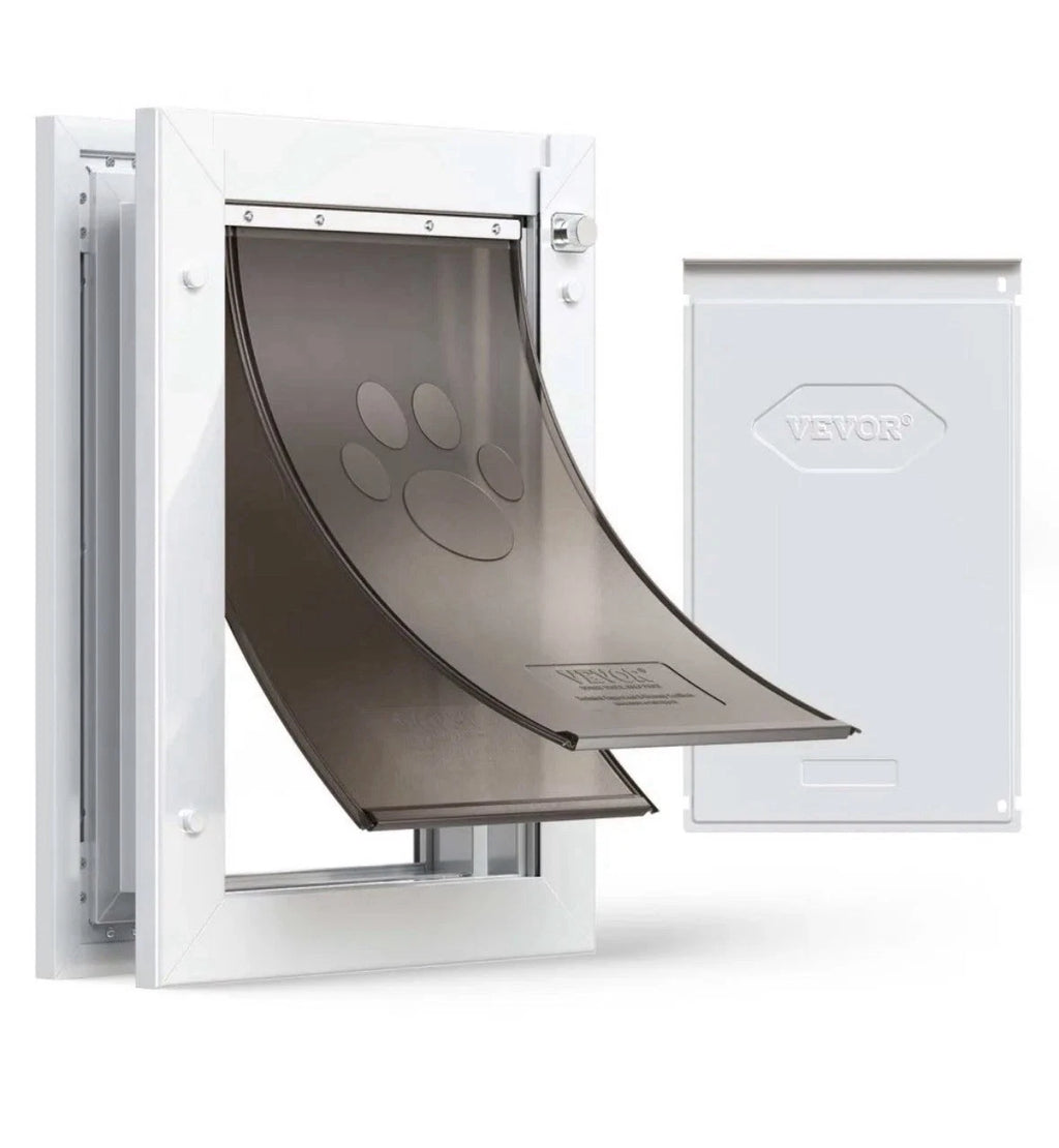 VEVOR M Pet Door, 8.25" x 12.25" Aluminum Frame W/ Lock and Flap System Open Box