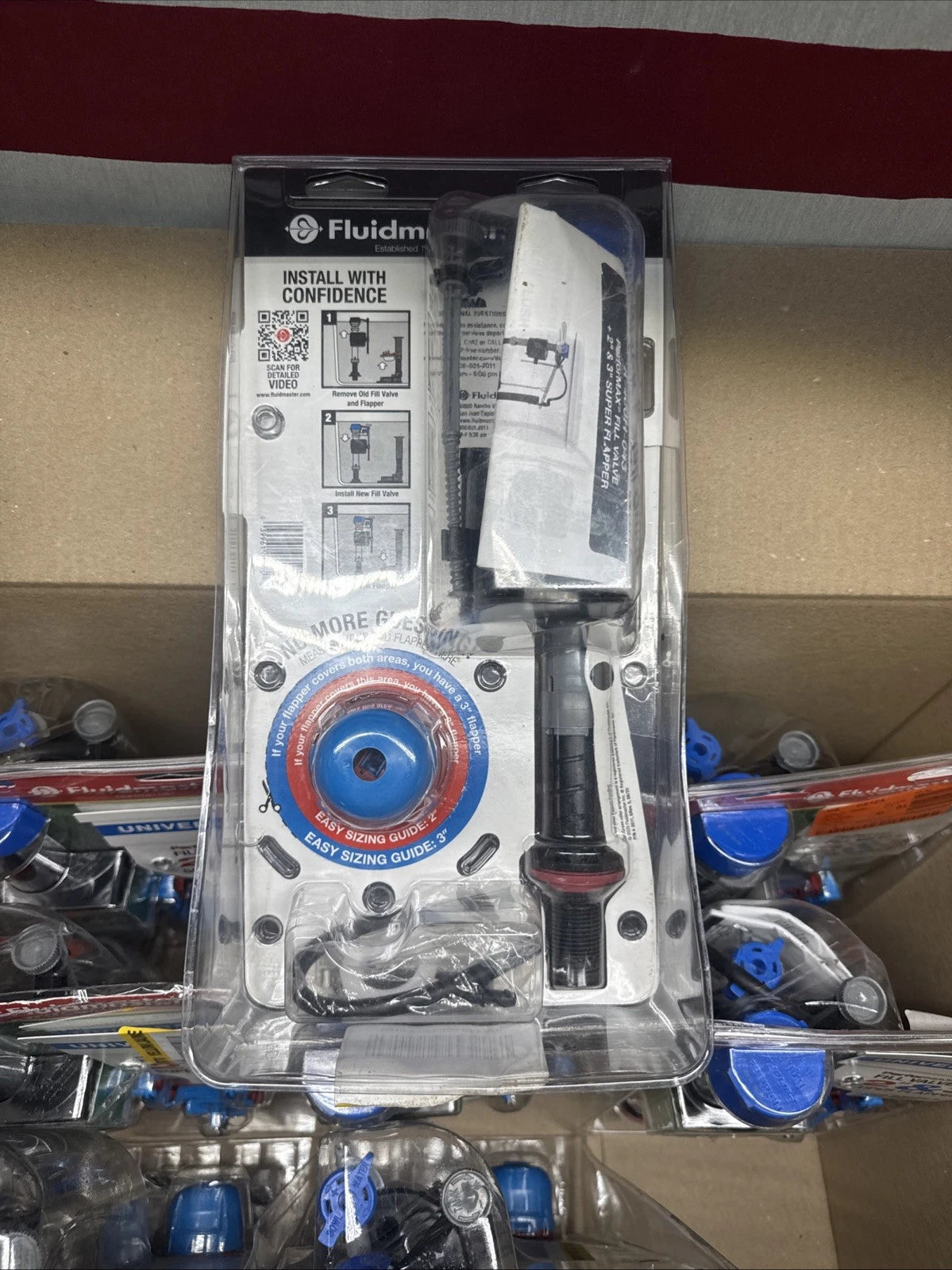 9pck Fluidmaster Fill Valve + 2” & 3” Super Flapper Kit K-400H-043 OPEN BOX