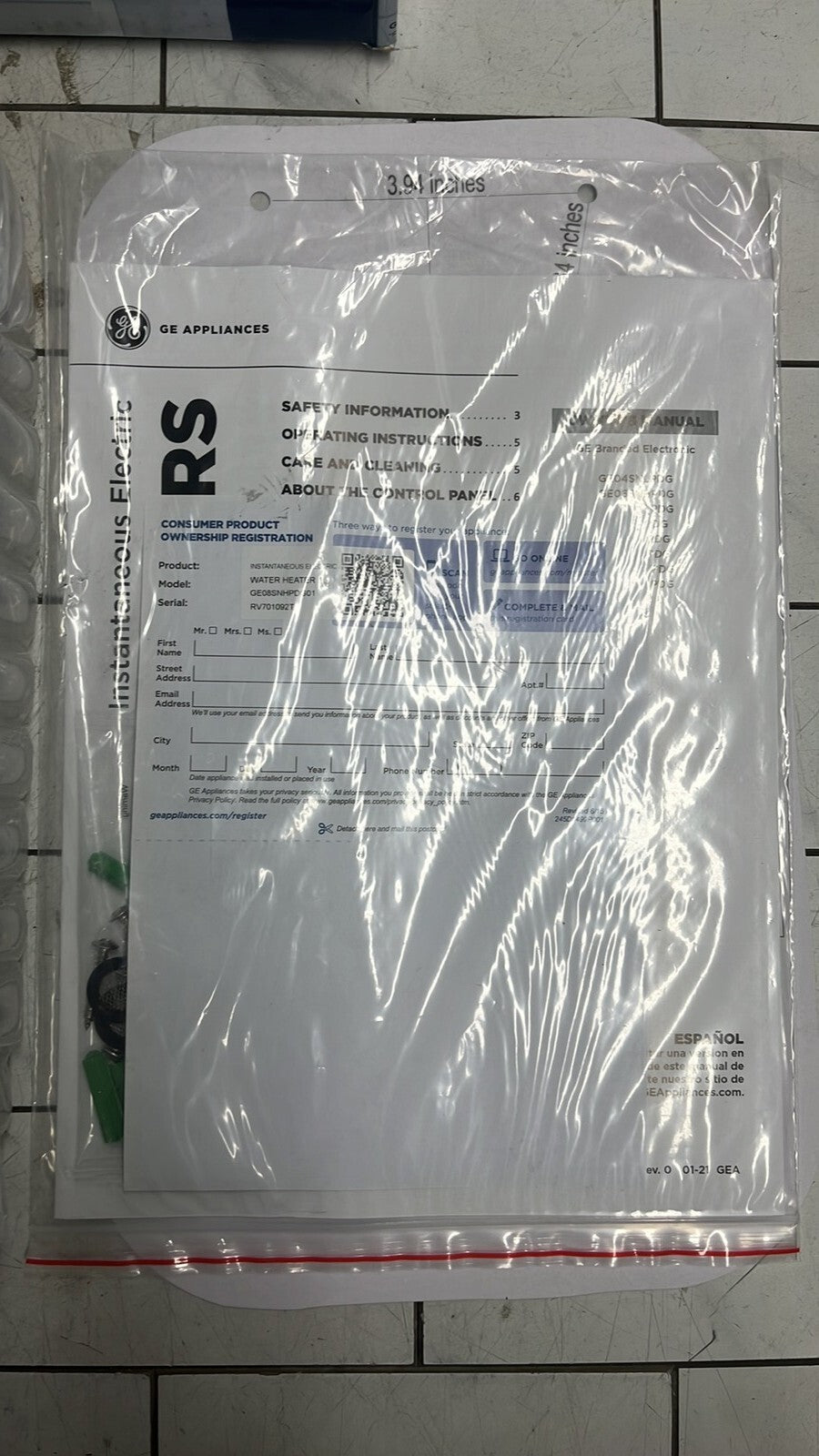 GE Tankless Water Heater 8.0 KW Point Of Use up to 1.7 GPM | GE08SNLPDG Open Box