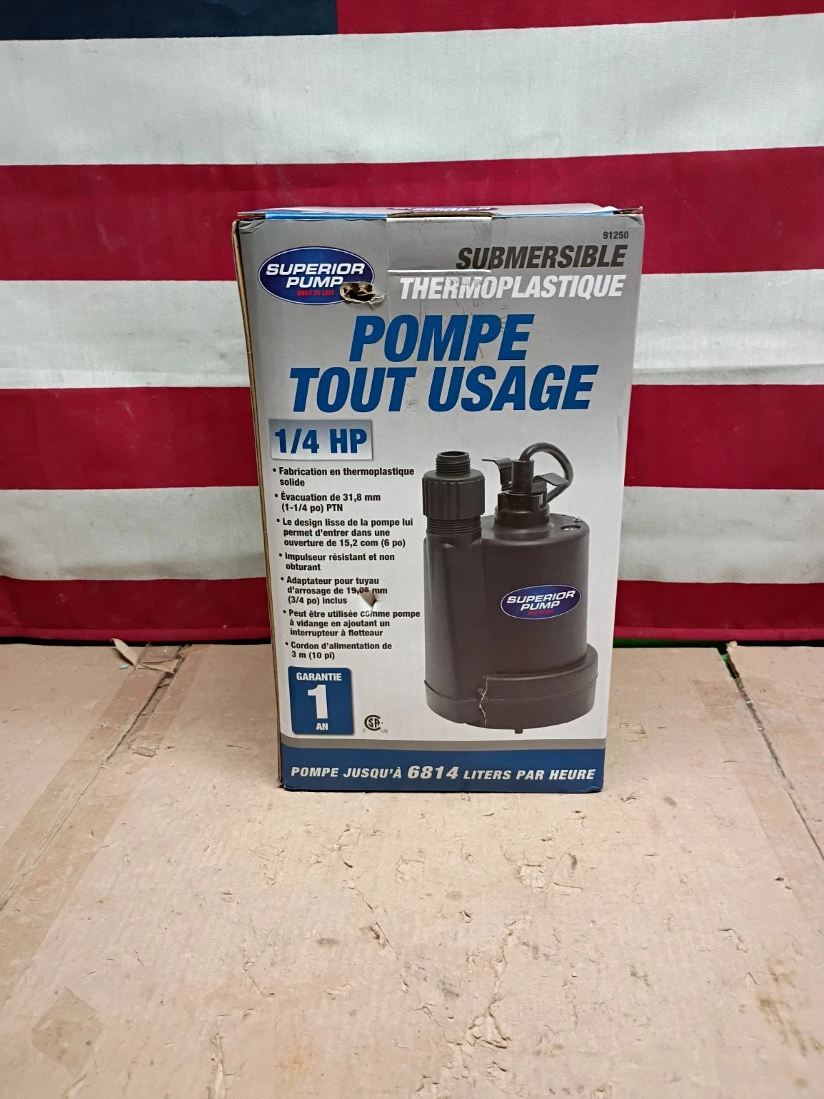Barracuda 1/4 HP Thermoplastic Submersible Utility Pump 1800 GPH Max Flow Rate