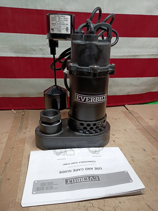 Everbilt HDSP2 1/4 HP Aluminum Sump Pump w/ Tether Float Switch OPEN BOX.