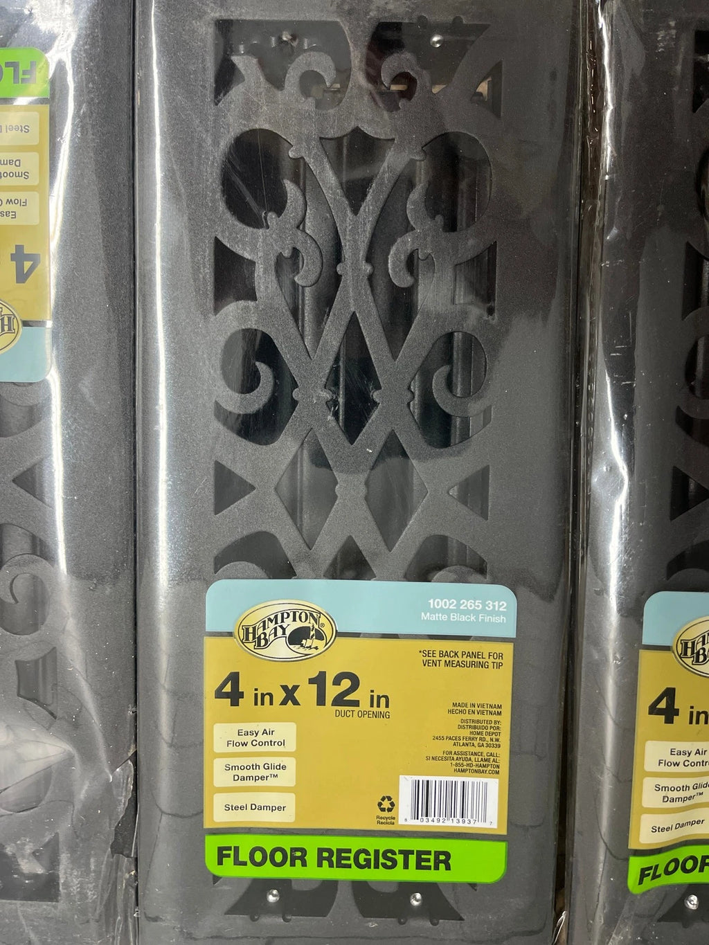 Lot Of 10 Hampton Bay Elegant Scroll 4 in. x 12 in. Steel Floor Register
