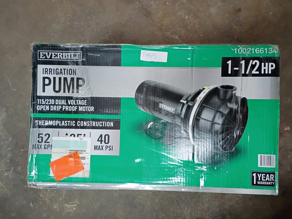 Everbilt HDLS15P, Lawn Irrigation Pump Plastic 1-1/2HP, 52 GPM **PARTS ONLY**