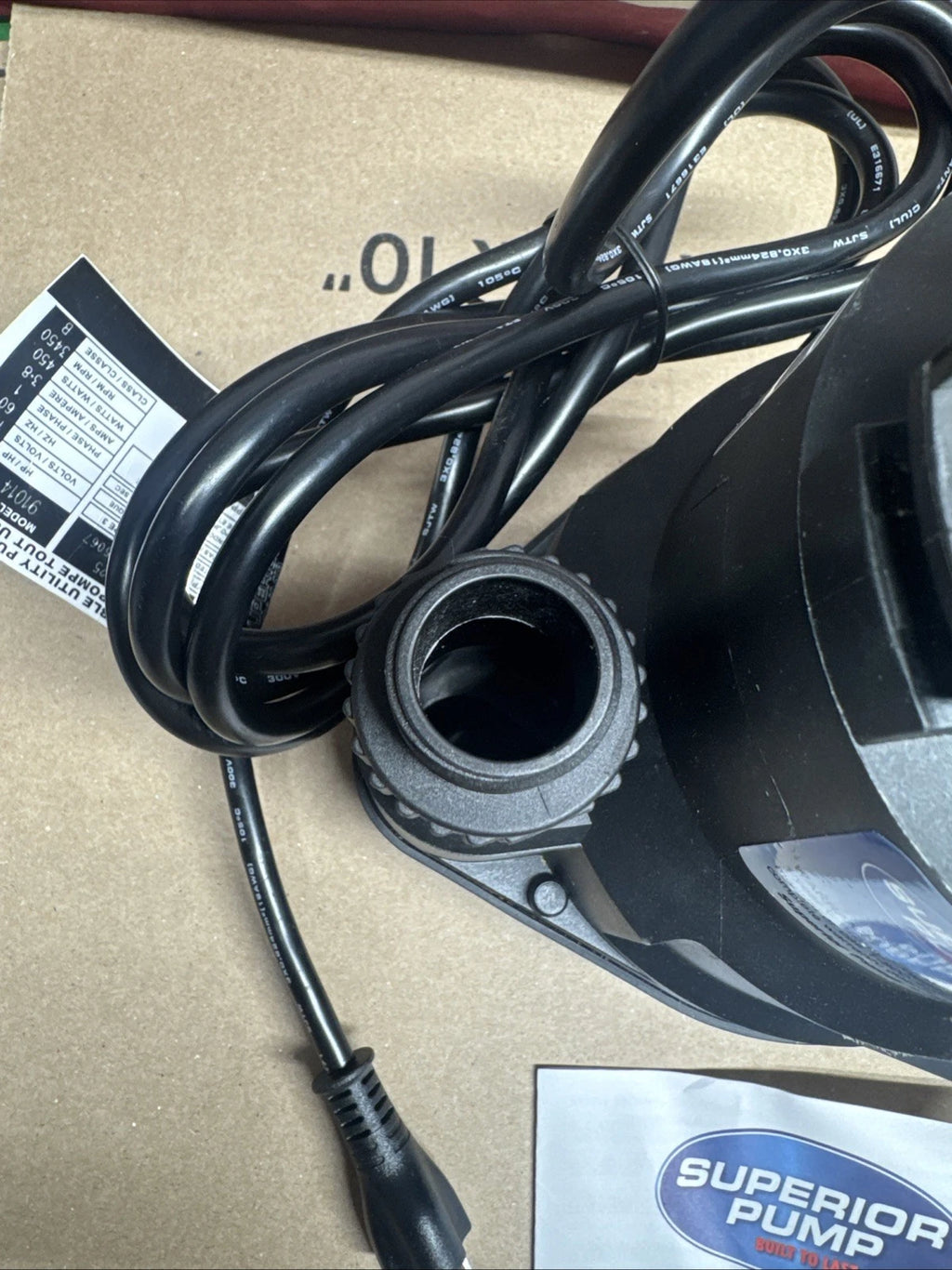 Superior Pump 91014 1/4 HP High Flow Thermoplastic Utility Pump, Black Open Box