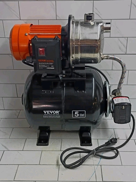 VEVOR 1HP Shallow Well Pump with Pressure Tank 1000GPH Irrigation Booster Pump