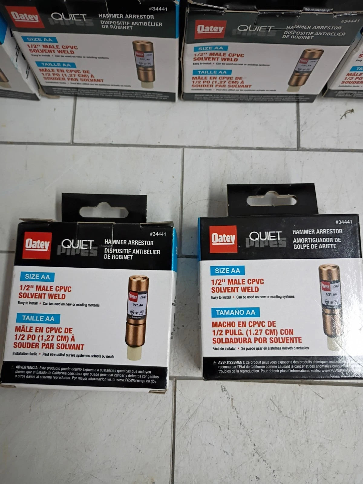 6pk Oatey Quiet Pipes Male Straight AA Hammer Arrestor CPVC 1/2" 34441 OB.